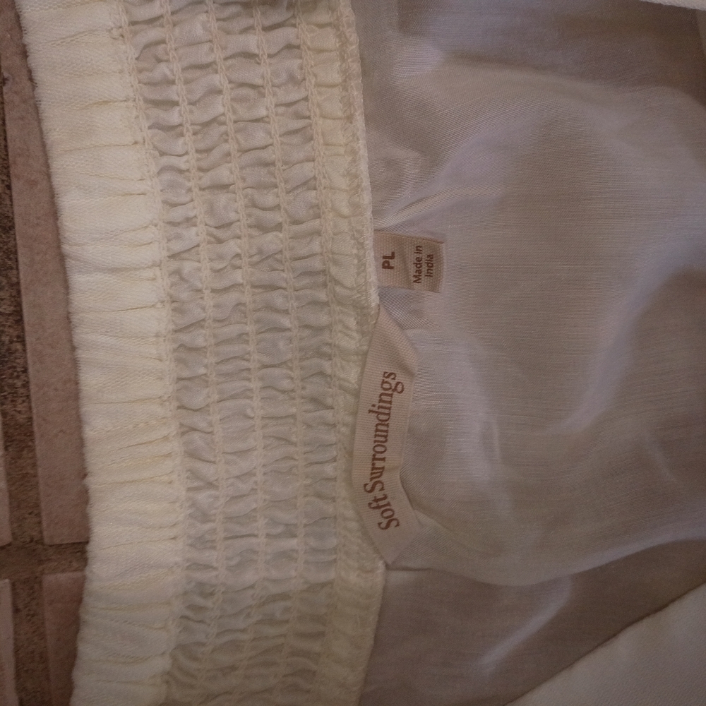 Soft Surroundings Cream and Blush Printed A-Line Skirt - Picture 6 of 9